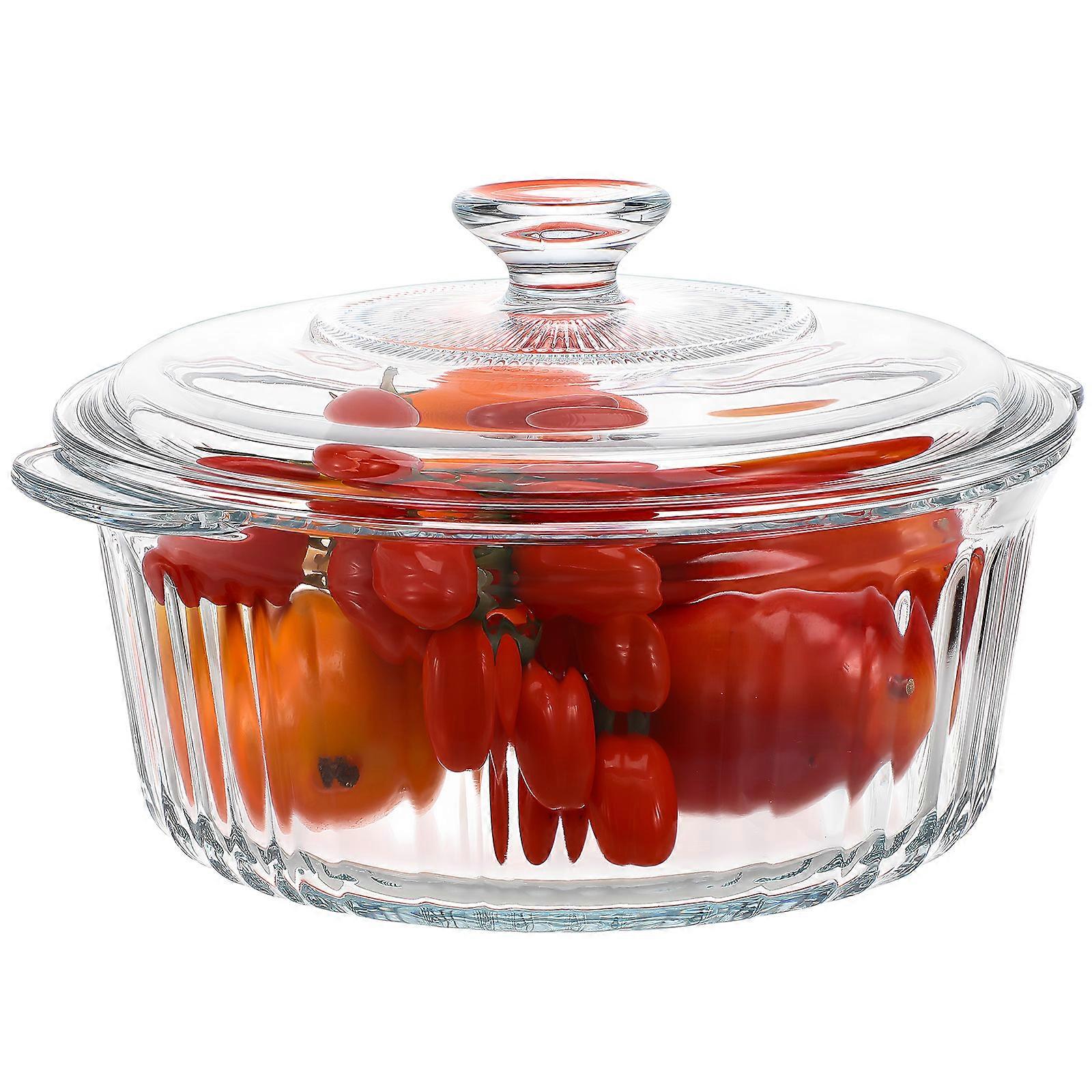 Round Glass Casserole Dish with Clear Lid High Borosilicate Heat Resistant Cookware for Oven and Microwave Use
