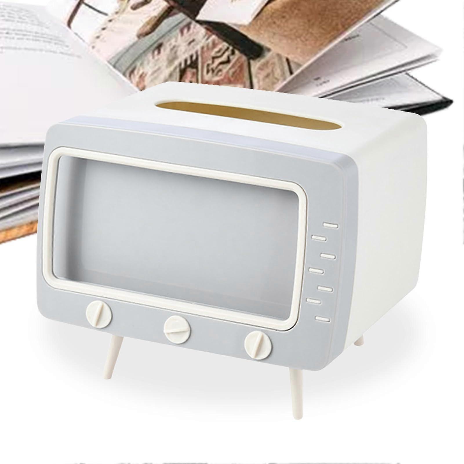 Retro Tissue Box, Phone Holder, Stand, ABS, PP, Multifunctional Design, White
