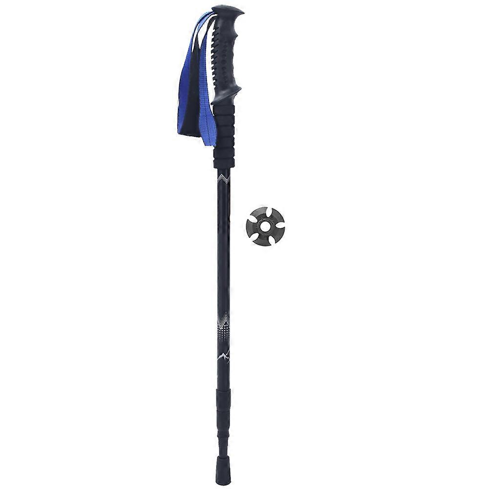 Three Sections Aluminium Alloy Alpenstock Straight Handle Internal lock Telescopic Trekking Pole with Tungsten Rod Tip