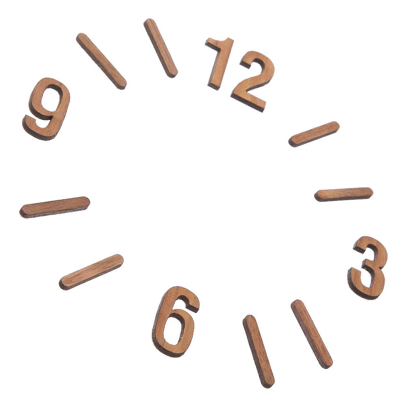 Clock Face Numbers Wall Clock Diy Numerals Kit Home Decor Diy Projects Rectangular Light Brown 1Set