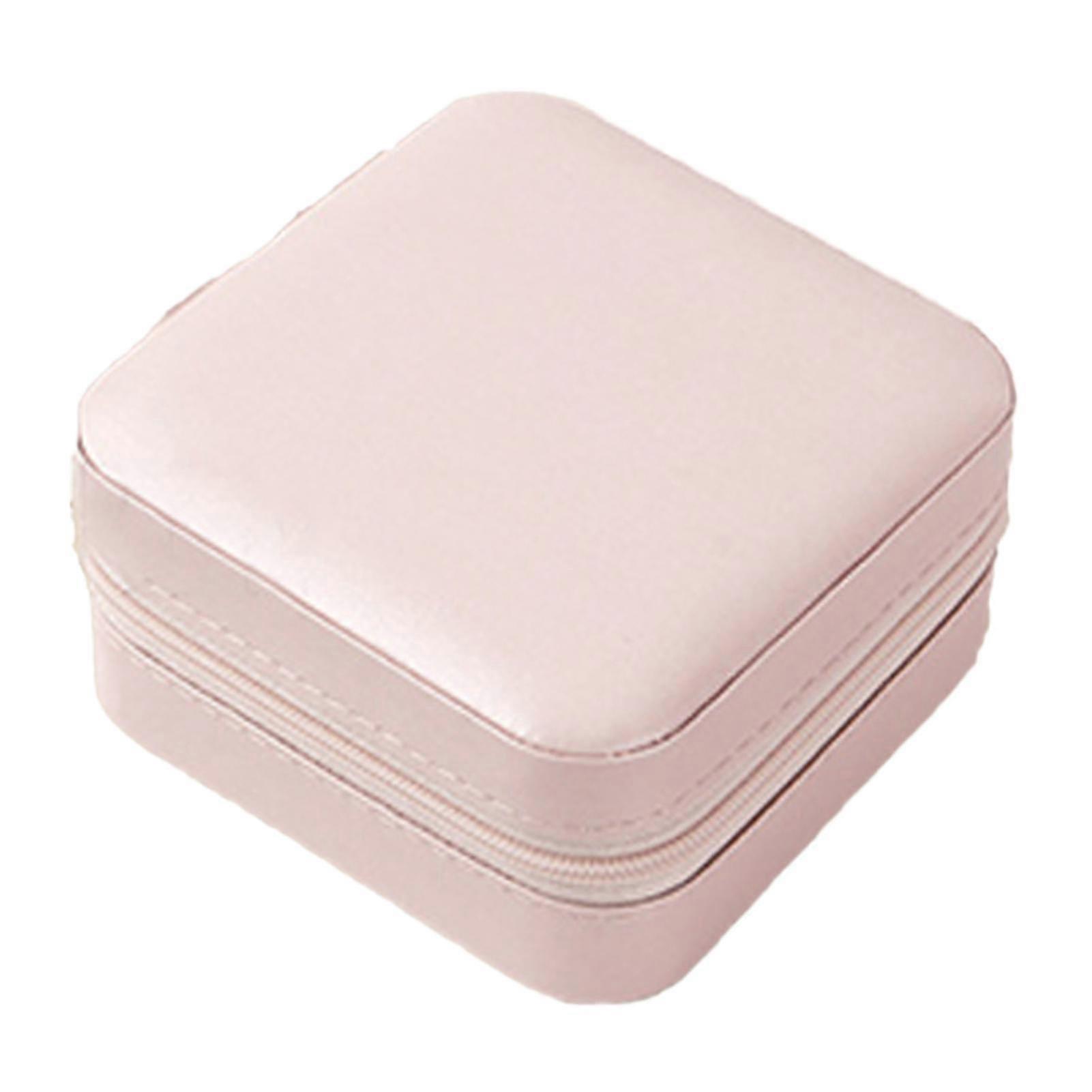 ミラー付きトラベルジュエリーボックス、ソフトライニング、リングネックレスイヤリングブレスレット用マルチコンパートメント-ピンク