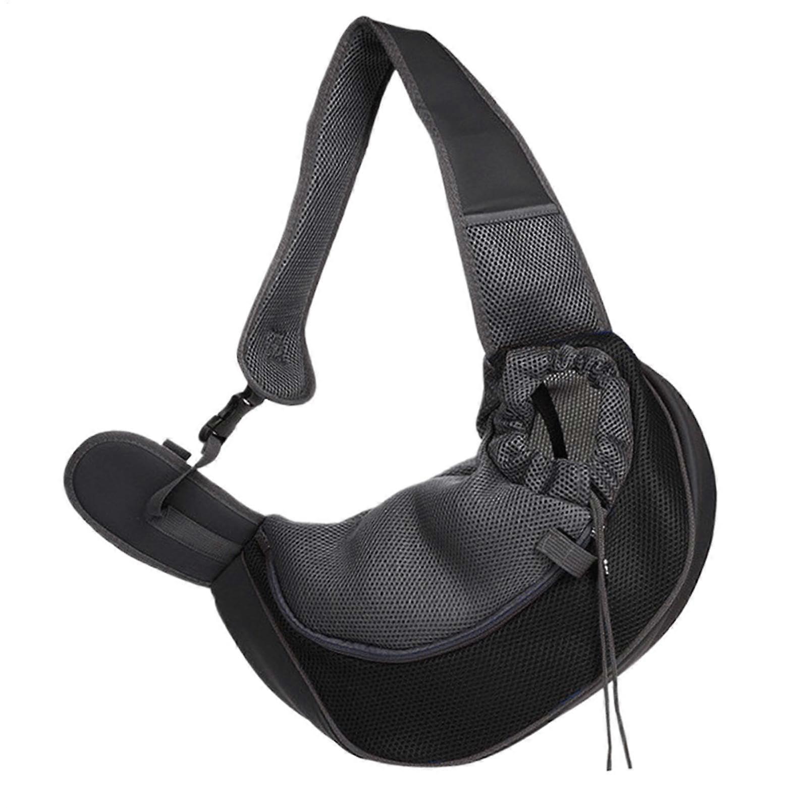 Pet Carrier Sling for Small Pets  Adjustable Strap, Breathable Mesh, Black, Size L