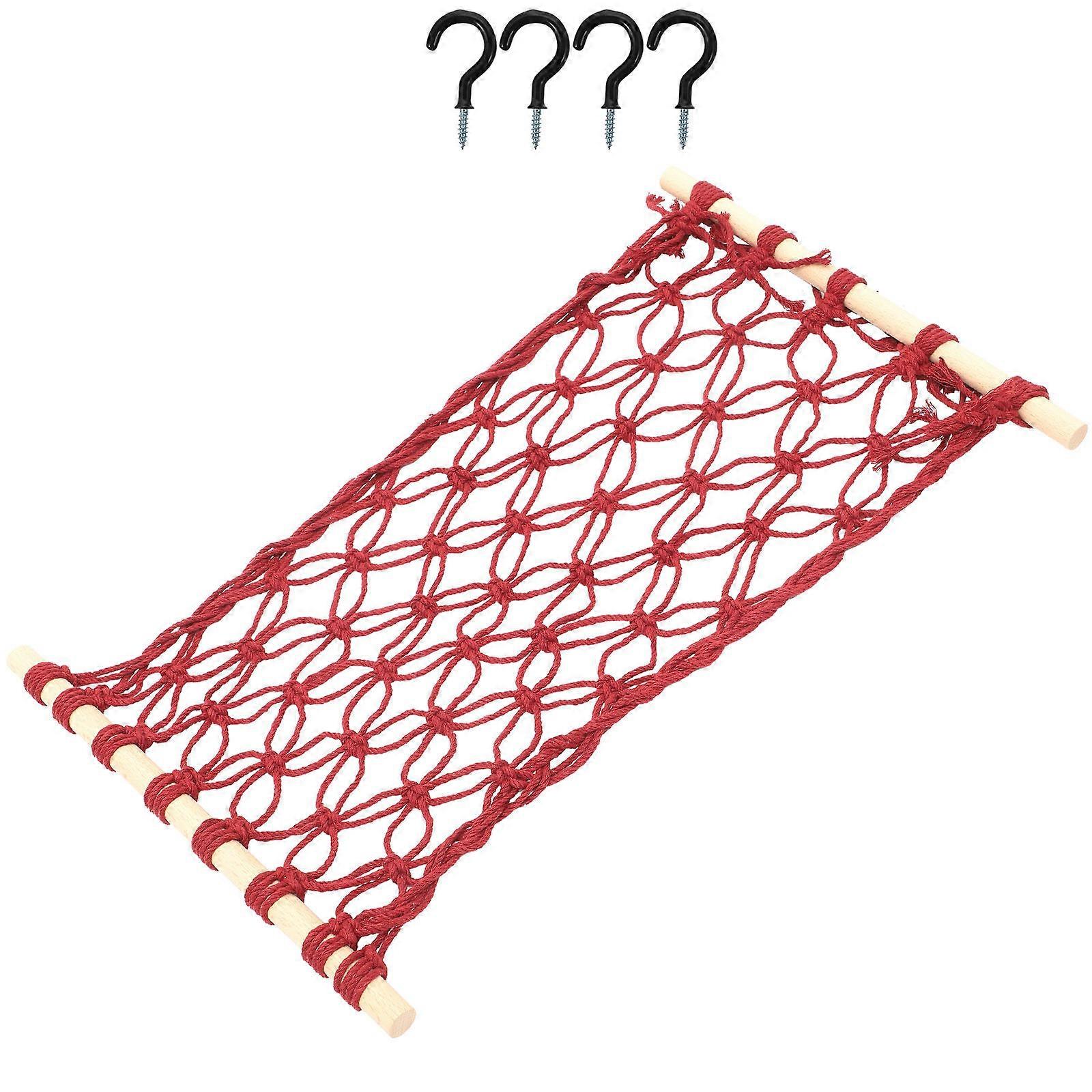 Fruit Vegetable Net Bag Woven Hammock Kitchen Storage Bag Hanging Organizer Red 50x30cm Air Circulation 1Set