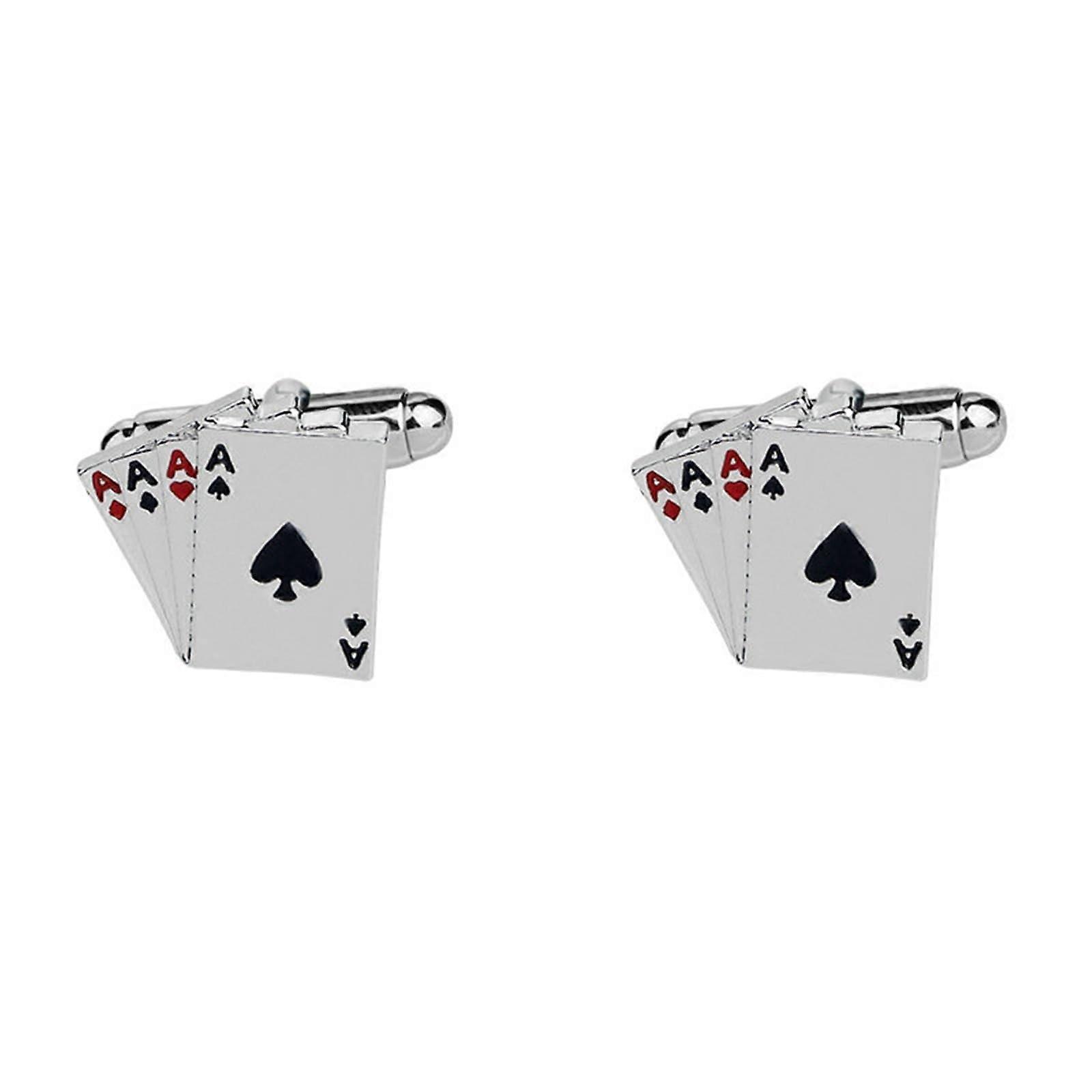 Cufflinks Men's Elegant Silver Plated Playing Cards Valentine's Day