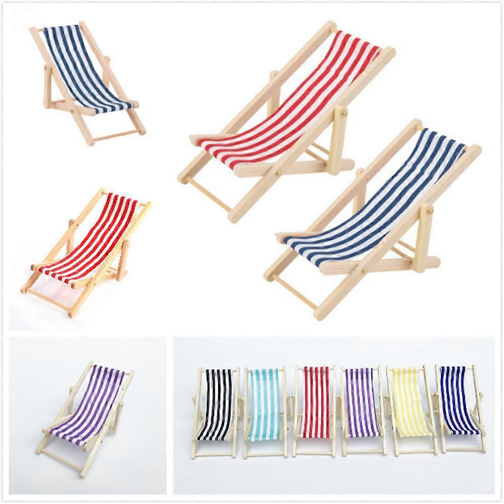 Striped Outdoor Recliner Ornament for Dollhouse Playhouse DIY Scene Decoration – Enhances Imagination and Display