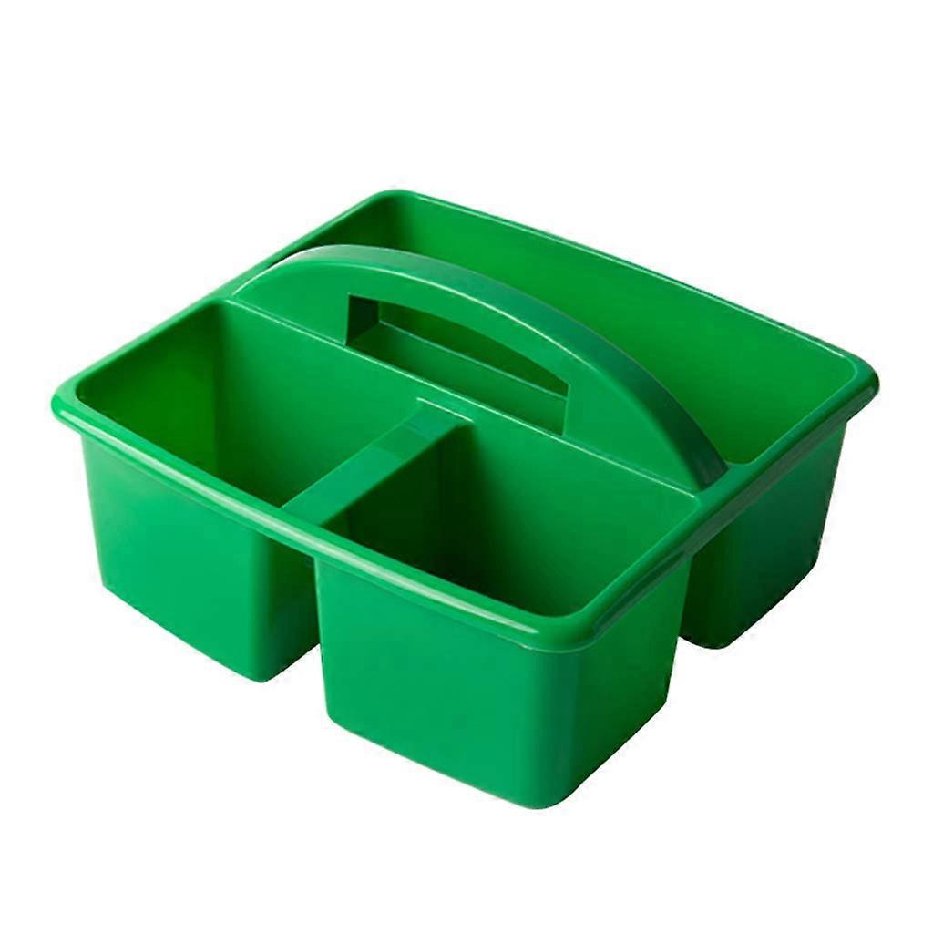 Portable Divided Basket, Multipurpose Crate, 3 Compartments, Storage with Carry Handle Green