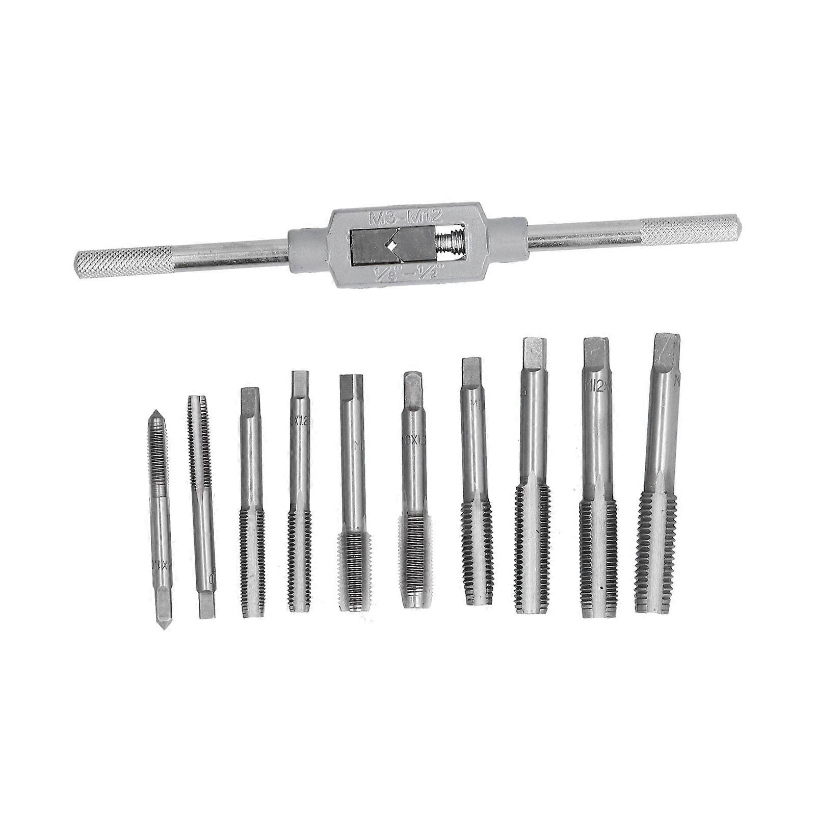 11Pcs Tap Wrench Set Machine Hand Screw Thread Plug with Adjustable Reamer M6~M12 Hardware Tool