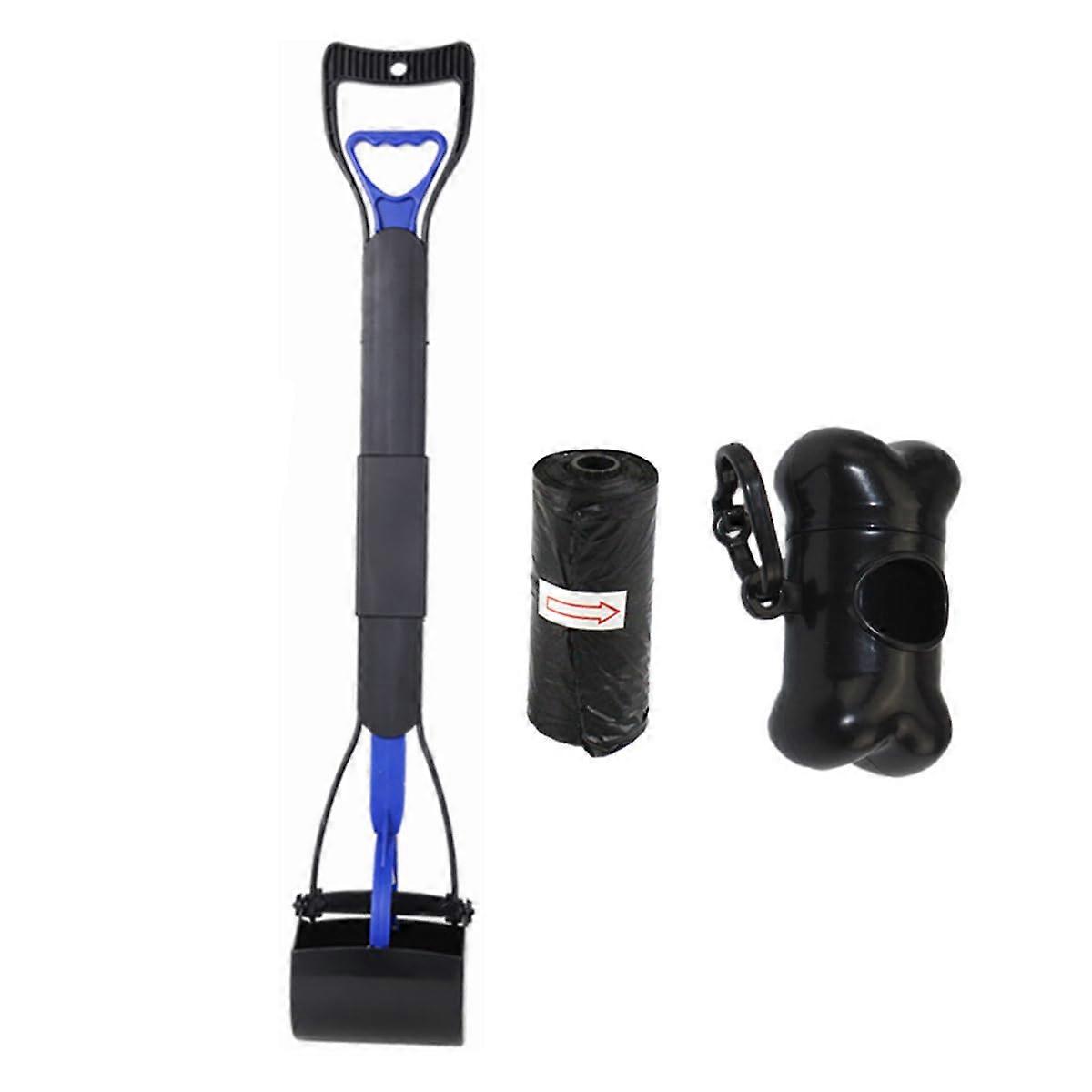 Dog Poop Scooper Foldable Long Handle 80cm, Large Capacity Poop Clip with Comfortable Grip, Suitable for Walking Dogs