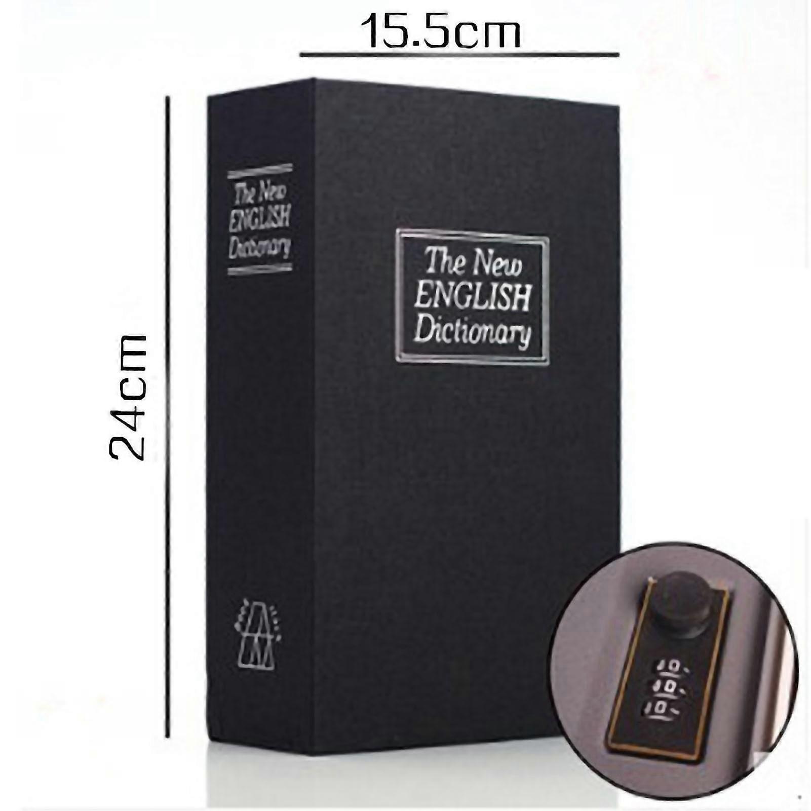Diversion Book Safe Medium Size Thickened Inner Wall Highly Simulated Book Safe Combination Lock for Money Valuables Black Medium Size