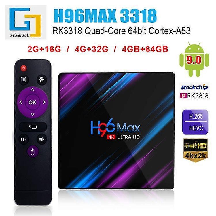 H96 MAX-3318 صندوق تلفزيون 4K HD 64G مشغل شبكة واي فاي مزدوج النطاق + صندوق تلفزيون BT