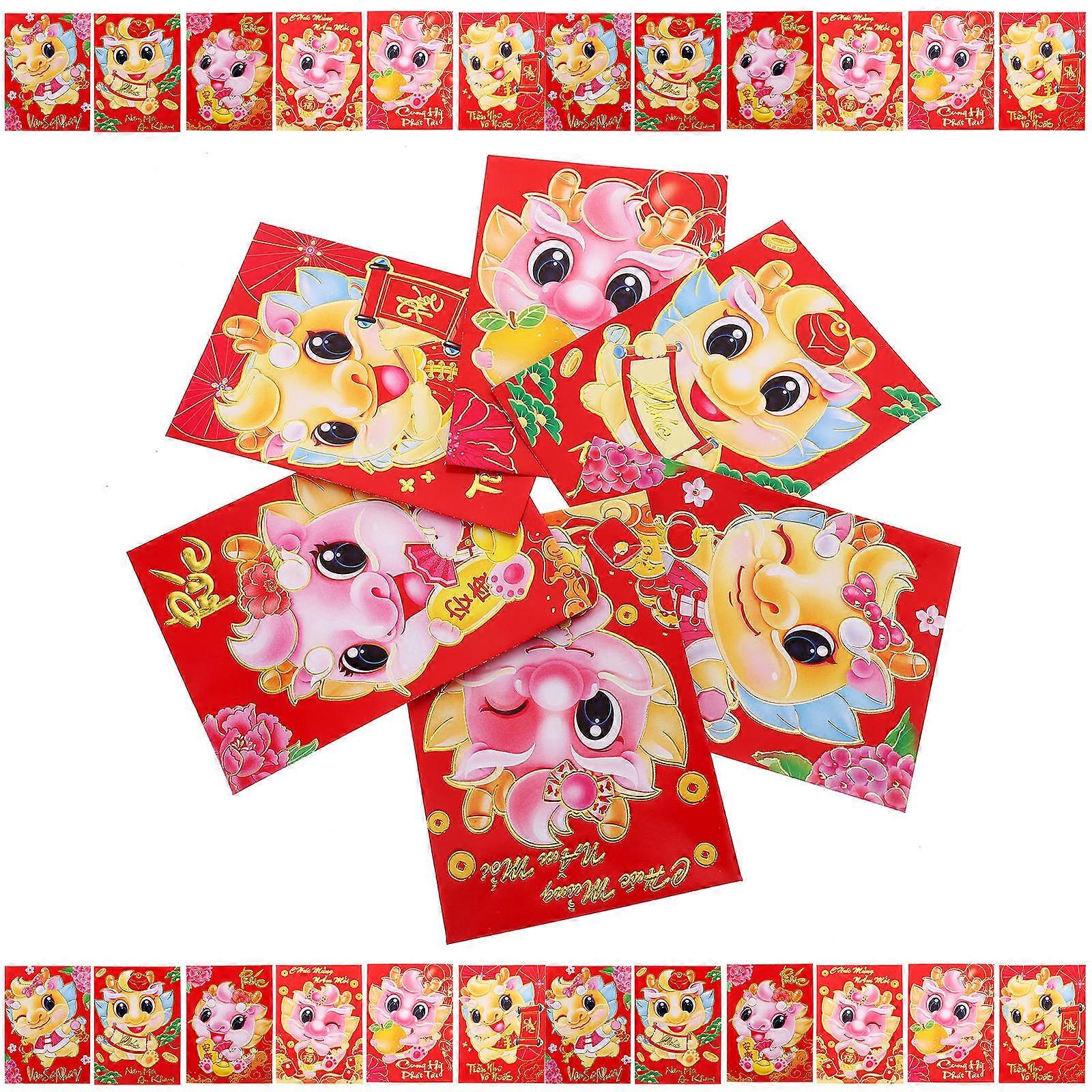Chinese New Year Red Envelopes Cartoon Style Storage Holder 11.5X8X0.2CM 30Pcs