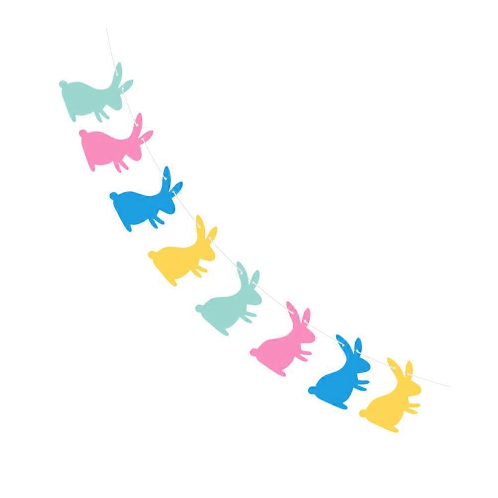 Easter Banner with Rabbit Flags for Decoration Assorted Color Felt Material 8 Pieces in 1 Set