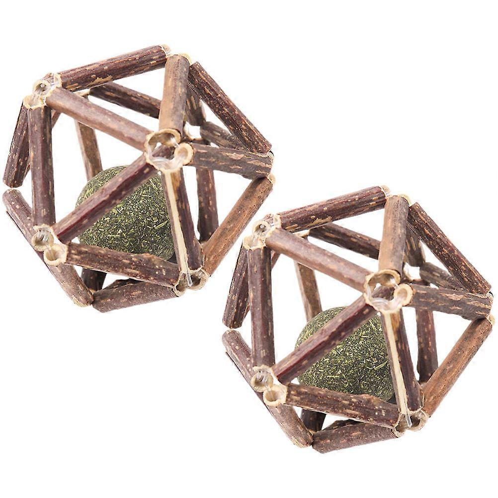 Cat Molar Balls Catnip Ball Chew Toys for Cleaning Teeth Stress Relief Interactive Cat Plaything 2Pcs