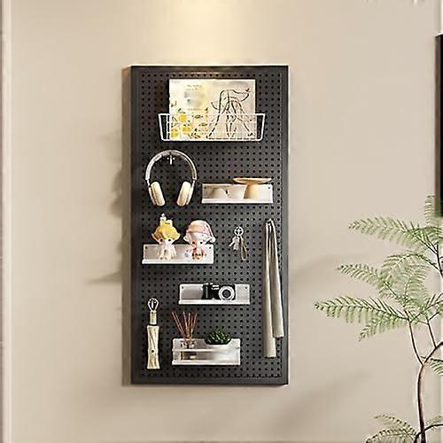 Metal Wand Organizer with Hooks, Space-Saving Desk Back Wall for Enhanced Workspace Organization 100x40cm Black