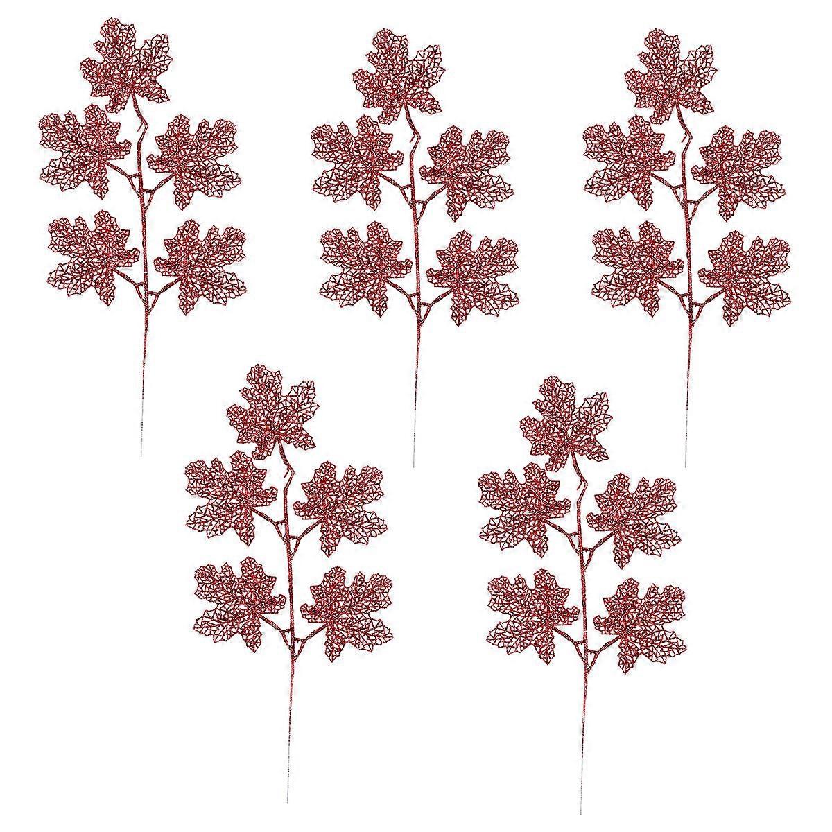 Plastic Hollow Leaves Window Decoration Festive Atmosphere Creation 44X18X0.1CM 5Pcs