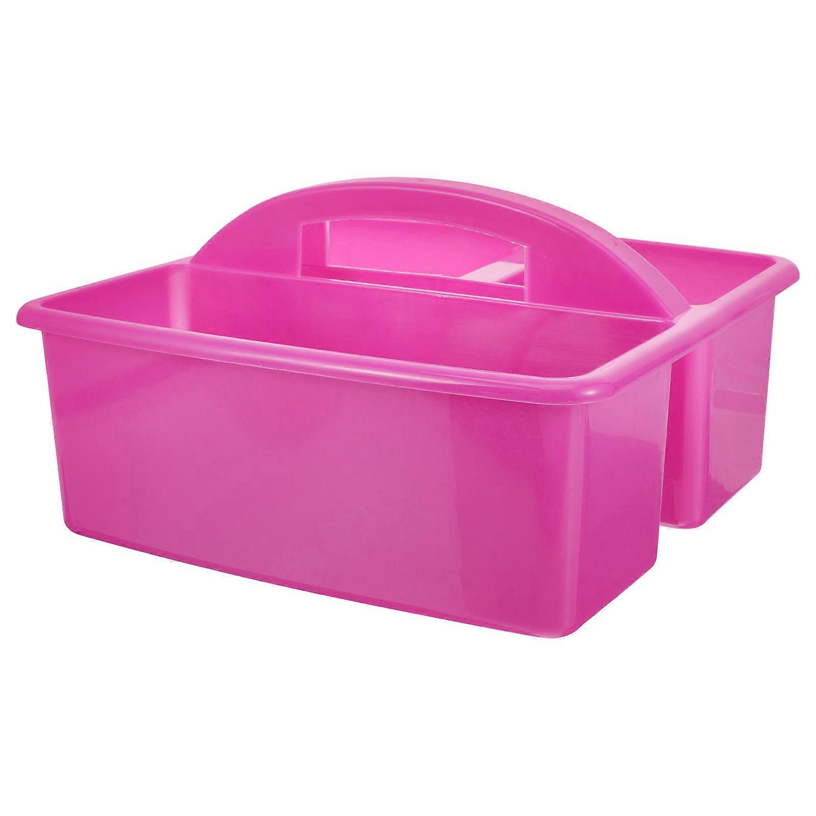 Purple Plastic Handheld Storage Basket with Compartments for Cleaning Tools and Desktop Supplies 12.5 x 8.3 x 5.9 inches