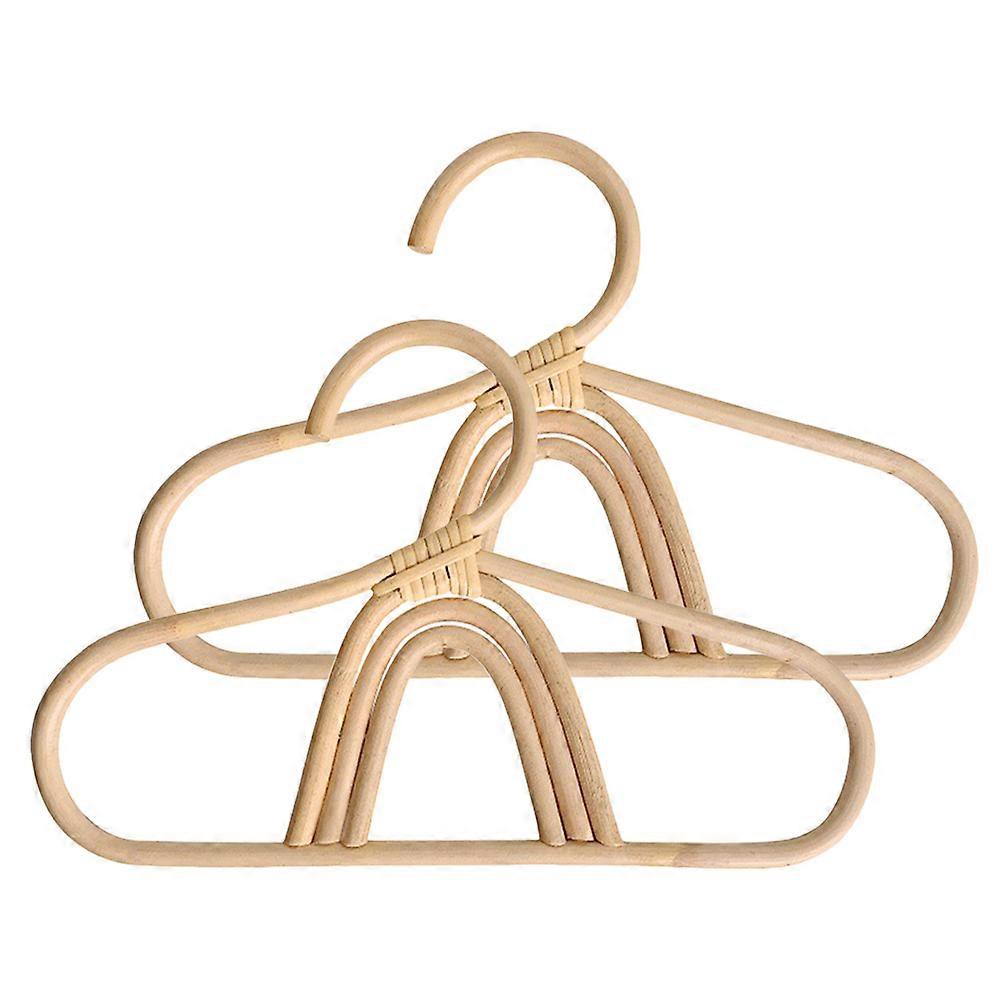2pcs Rattan Hangers with Rainbow Design for Nursery Clothes Storage and Room Decor