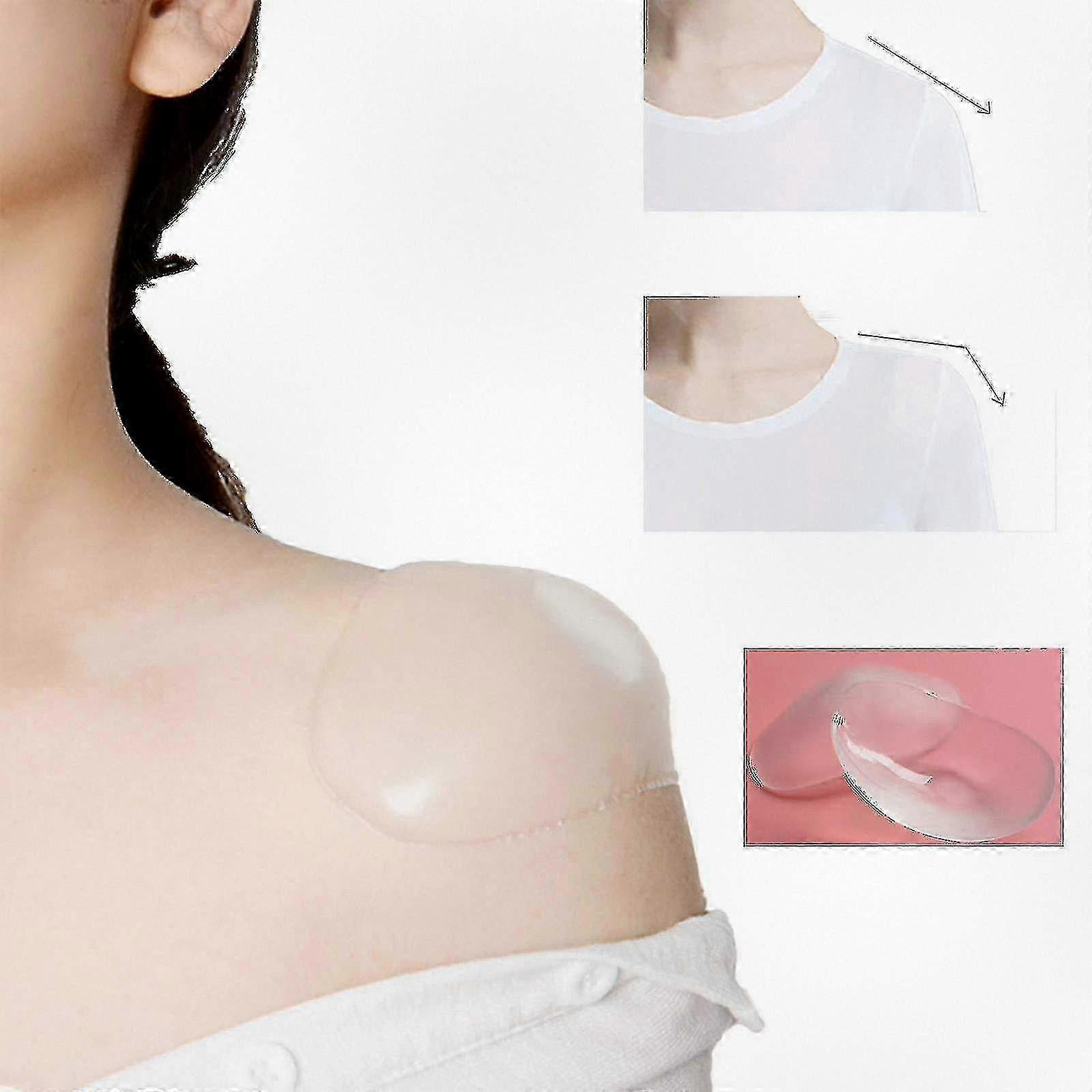 2025 2 Pieces Silicone Self-Adhesive Invisible Shoulder Pads for Dresses & Tops, Comfortable & Washable Shoulder Enhancers