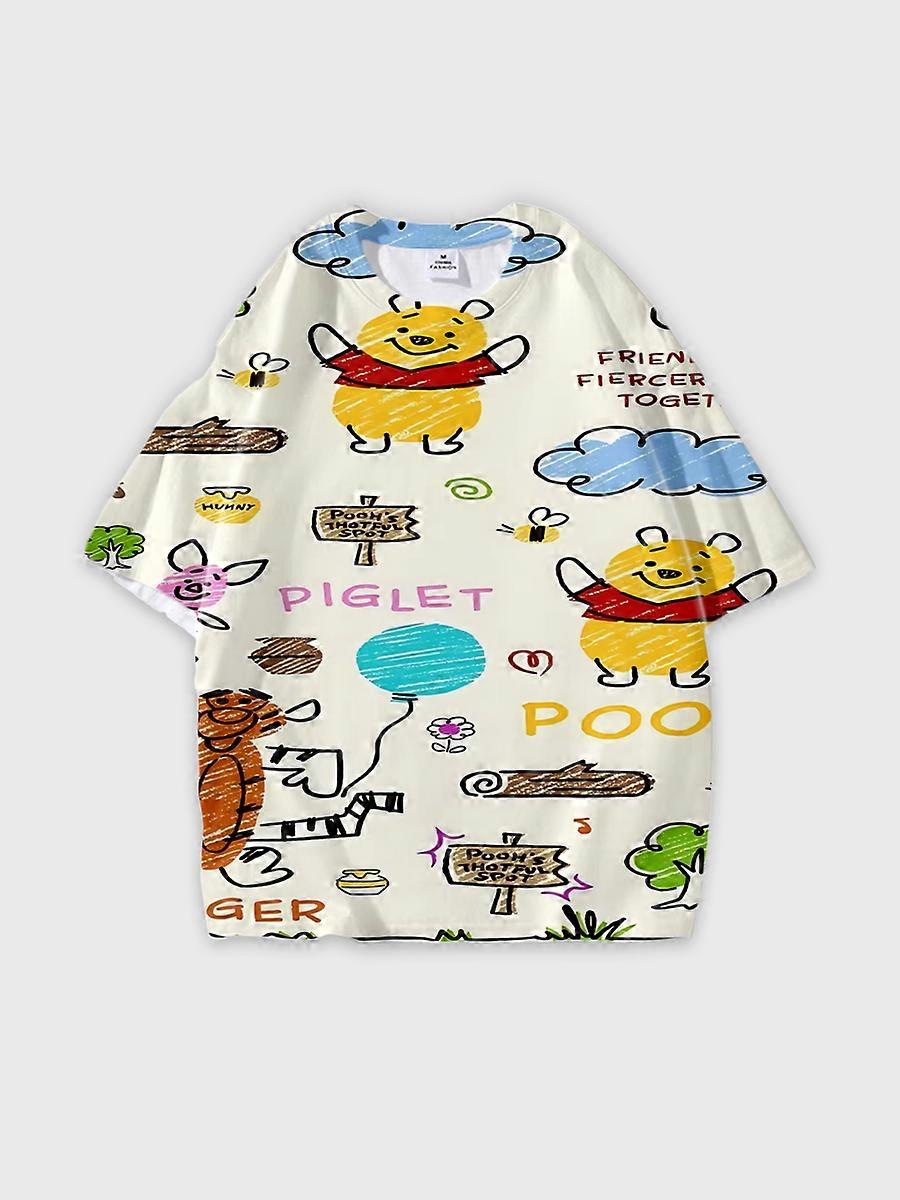 T-shirt round neck Cartoon Pattern loose short sleeve D2736