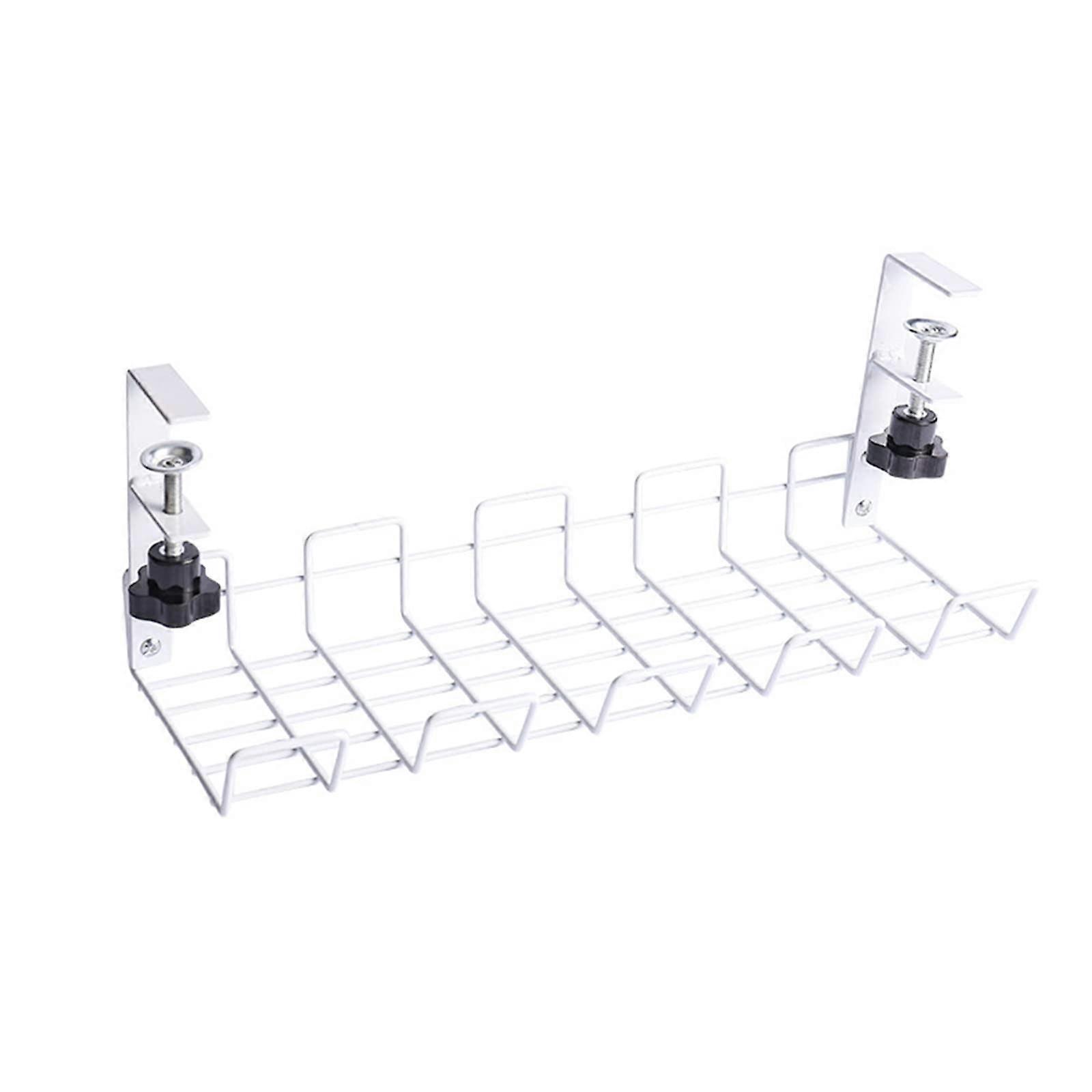 Under Table Storage Stand Cable Management Tray Bottom Socket Hanging Rack Wire Finishing Home Office Cord Organizer White