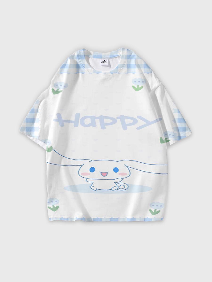 T-shirt round neck Cartoon Pattern loose short sleeve E1312