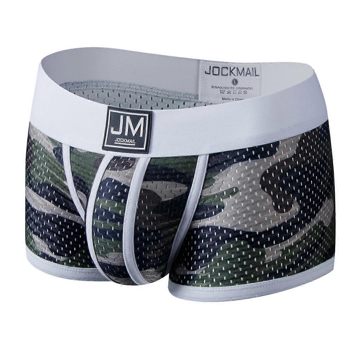 Boxer JOCKMAIL Nylon Camouflage Printed Breathable Mesh Boxer Briefs Low Rise Underpants Stylish Large Elasticated Sports Men's Underwear