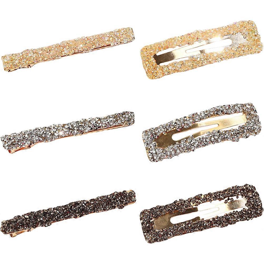 6pcs Stylish Rhinestone Hair Pins for Women – Black & Grey Decorative Clips for Parties, Travel & Daily Wear