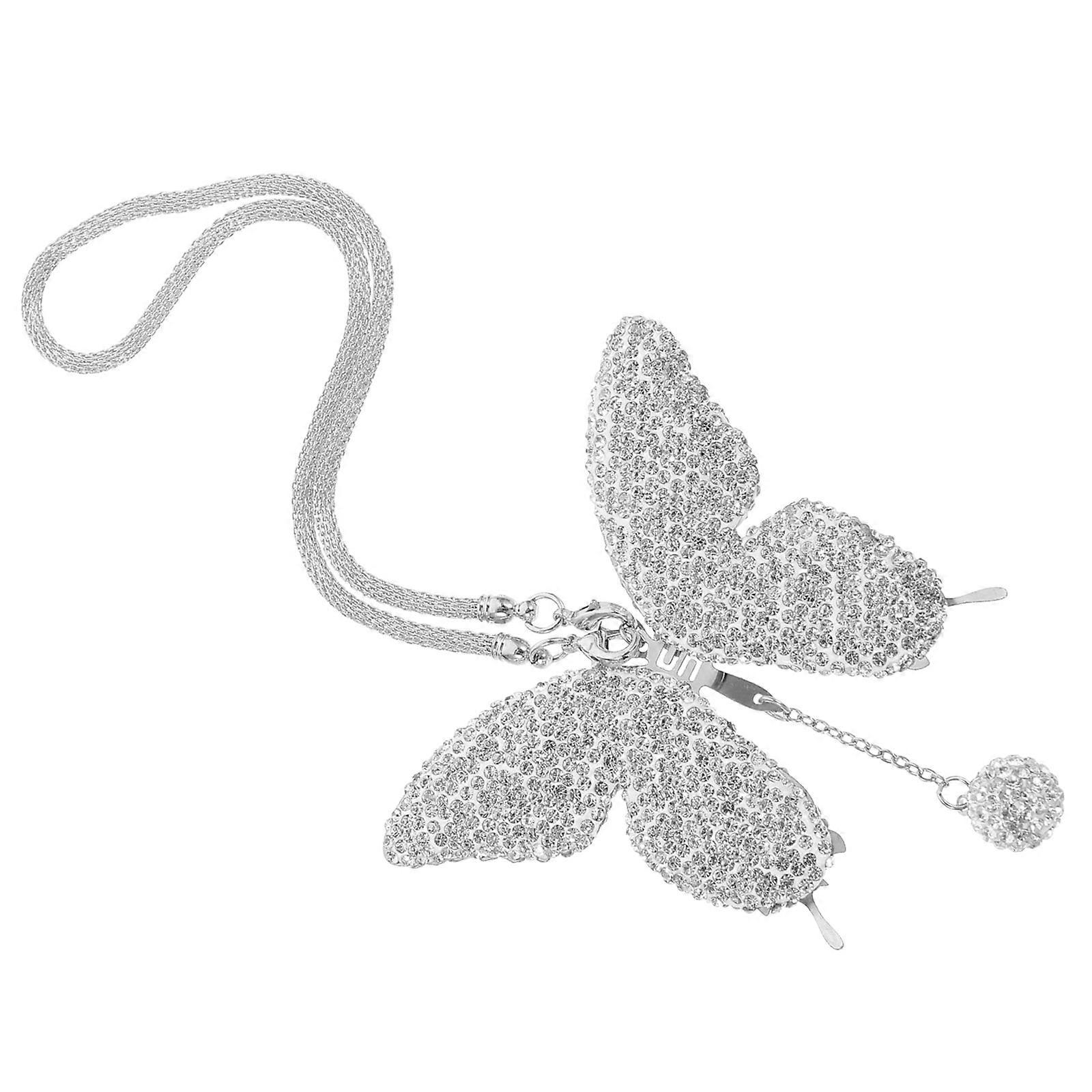 MLINS Car Hanging Ornament Rhinestone Butterfly 1 Set Rear View Mirror Accessory
