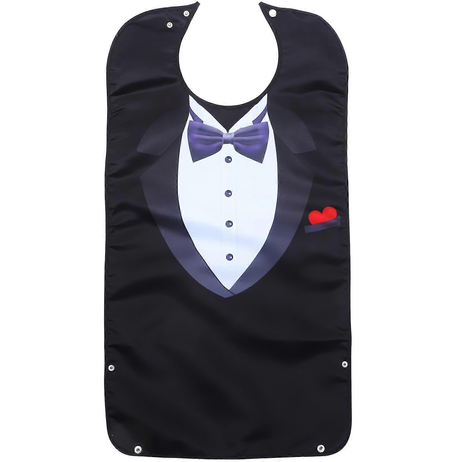 Reusable Adult Bib for Seniors Lightweight, Washable Dining Apron with Elegant Suit Pattern, Double Layer Oil Protection for Comfortable Eating