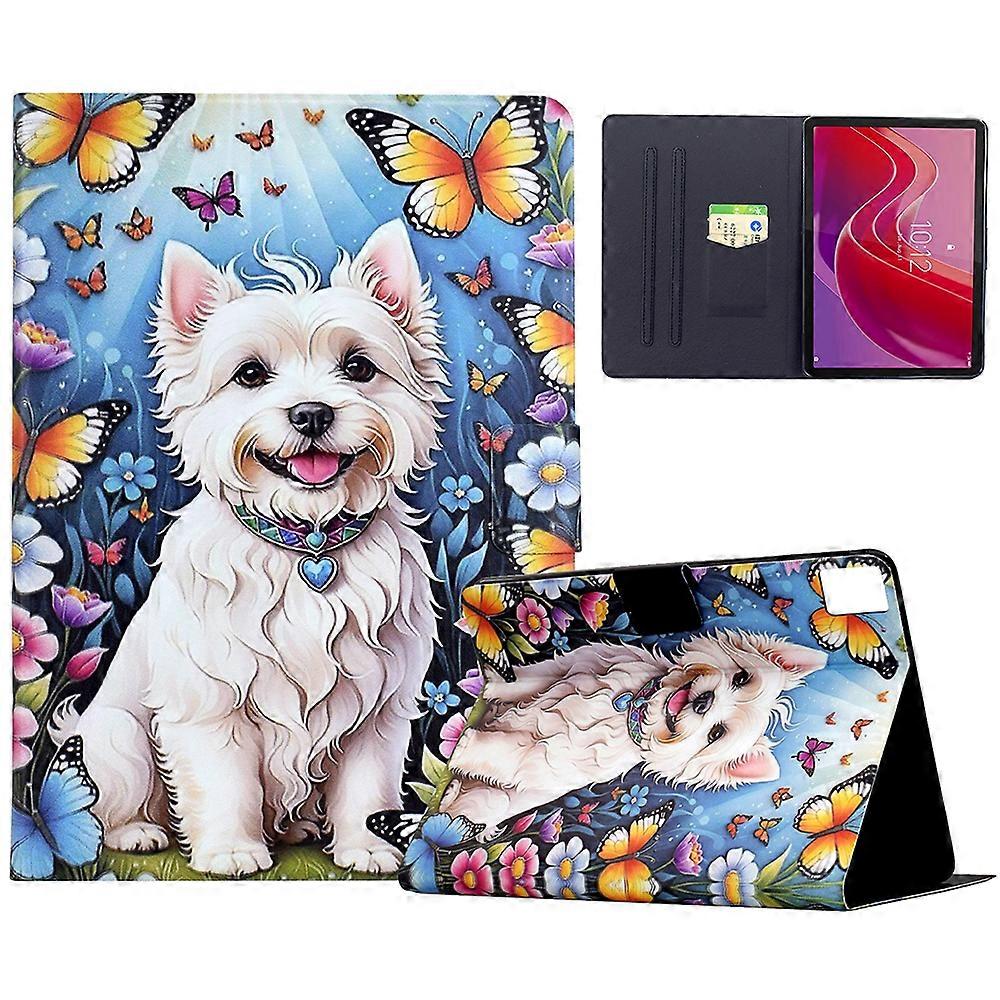 Für Lenovo Tab M11 Xiaoxin Pad 11 2024 Stand Case Pattern Printing Tablet Lederhülle mit Auto Wake Sleep Dog