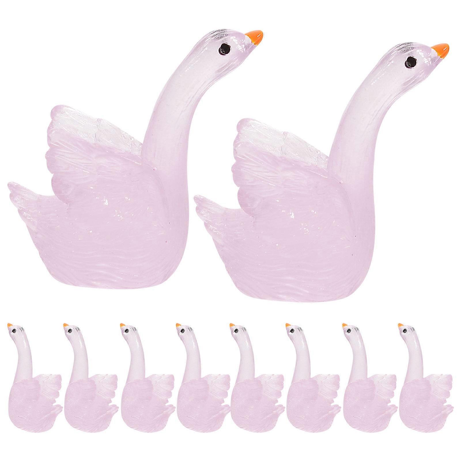 Glow in the Dark Mini Swan Figurine Decor Resin 10 Pieces