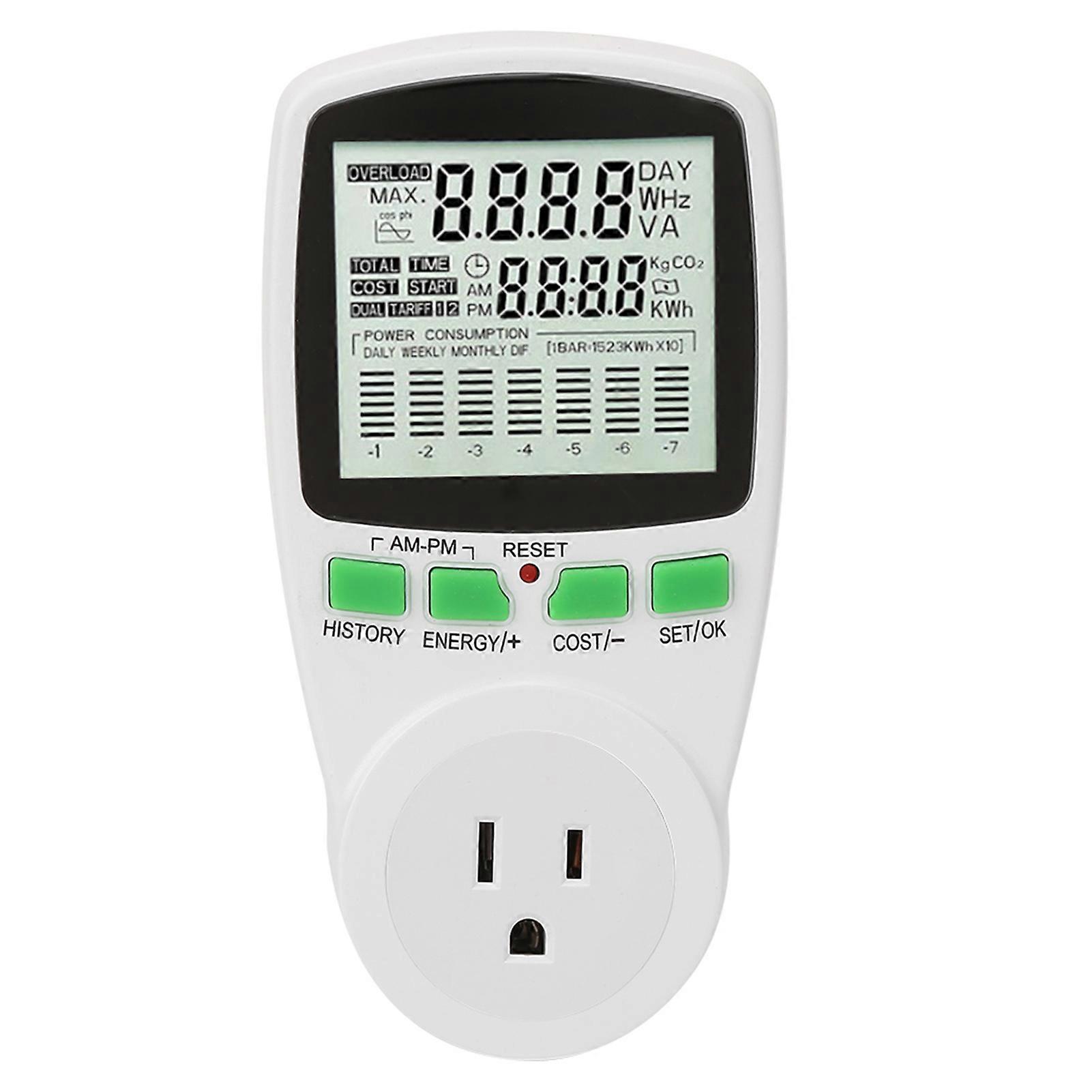 Energy Monitor 0.000KWh - 999KWh Power Meter Plug for Electricity Usage Monitoring