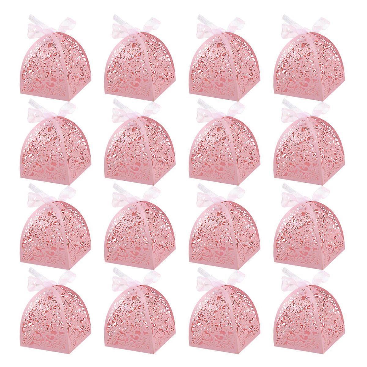 Pink Synthetic Material Candy Box for Home Use Elegant Hollow Design with Special 50pcs