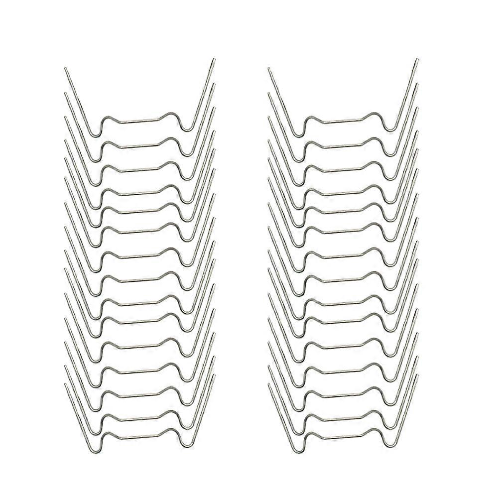 مسامير من الفولاذ المقاوم للصدأ على شكل حرف W للعشب والحديقة تستخدم الفضة 50 قطعة