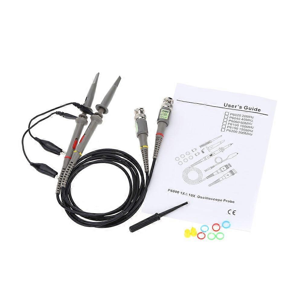 P6100 High Precision Oscilloscope Probes 1x 10x 100 MHz with Alligator Clips Test Leads, Pack of 2