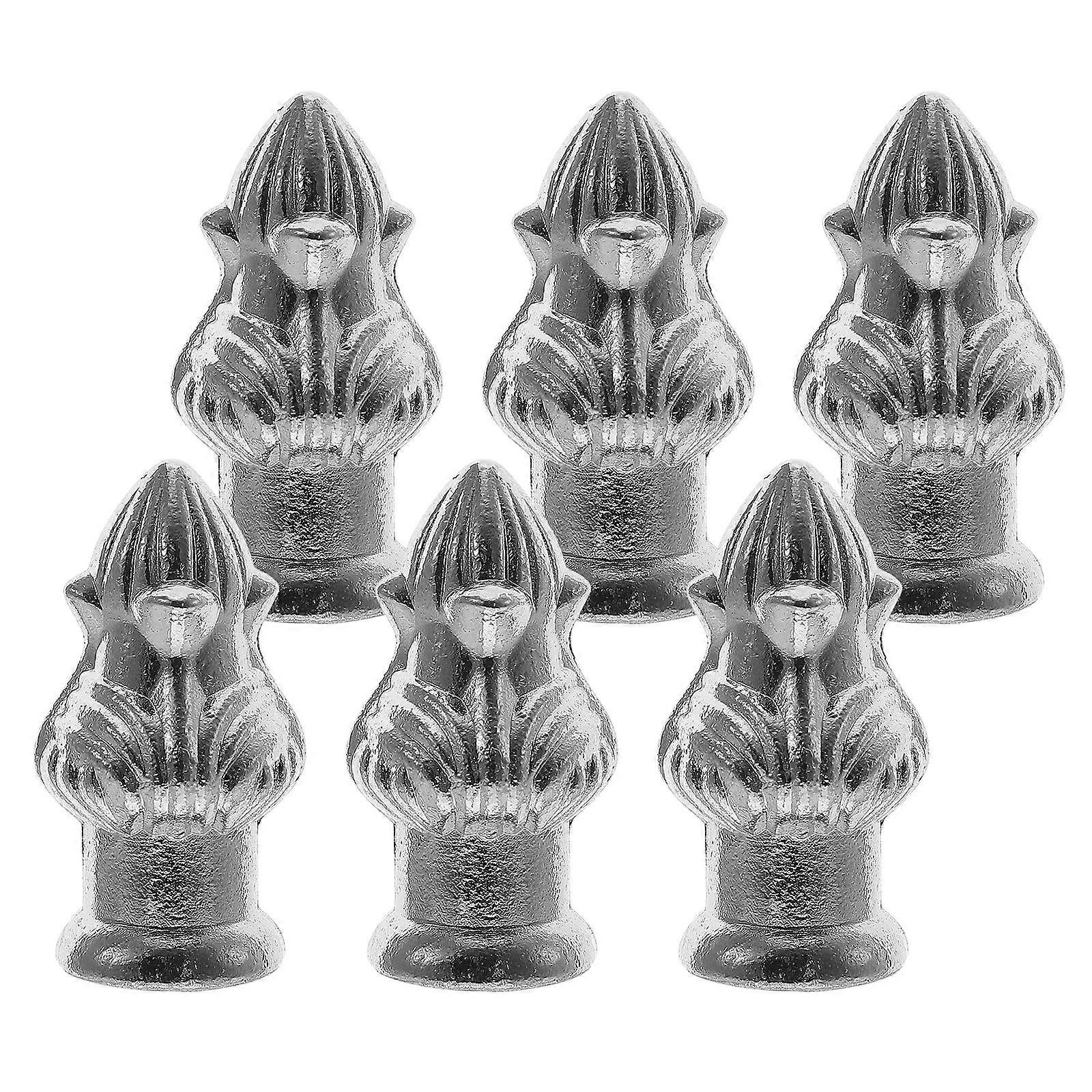 Lamp Finial Holder 6Pcs Modern Style Lighting Fixture Accent For Homeowners And Decorators In Silver Made Of Metal With Screw-On Installation