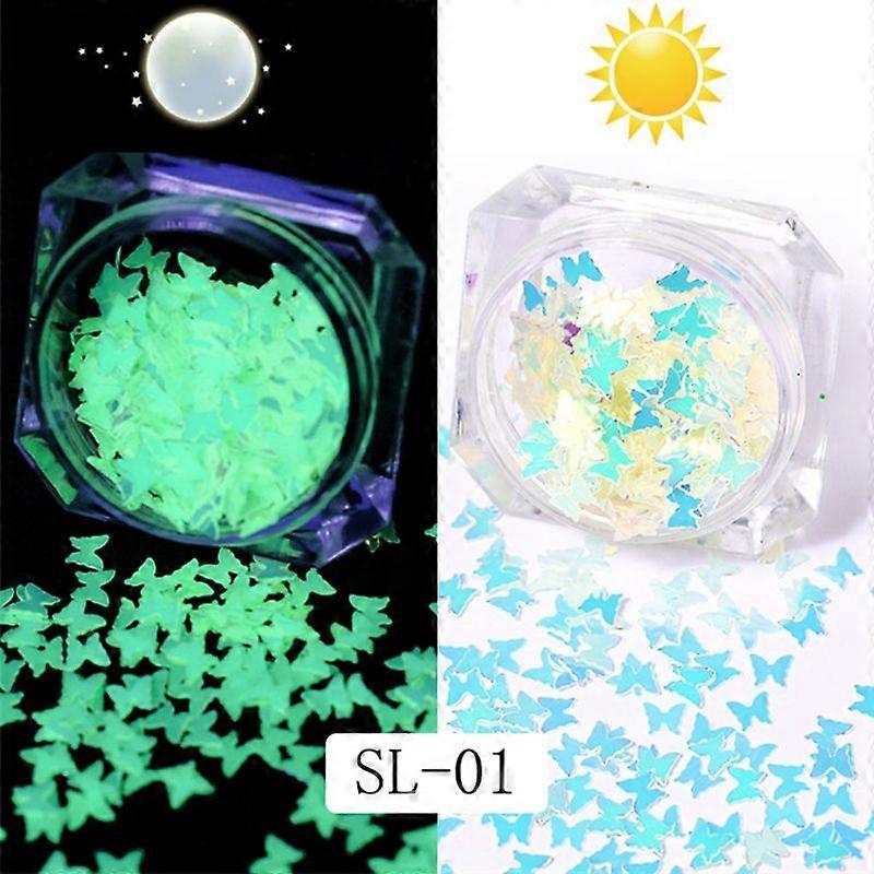 6 Bottle Luminous Sequins Glow In The Dark Sparkles Resin Jewelry Findings Craft 53CA