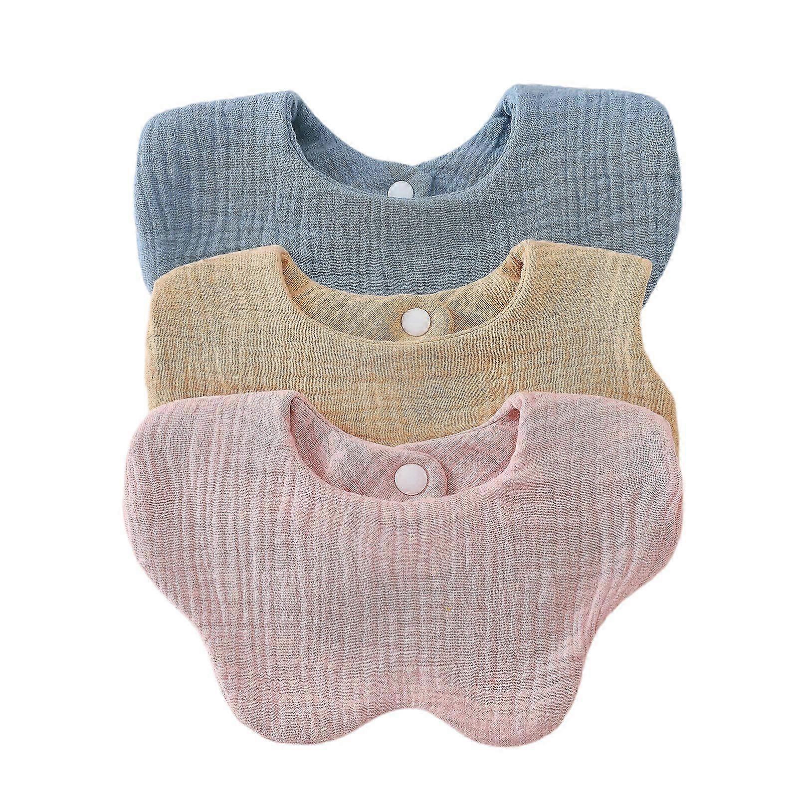 3pcs Bib For Newborns Baby Drooling Bib Cotton Burp Cloths Soft Comfortable Infants Saliva Towel 6-layer Total Haze Blue Light Brow