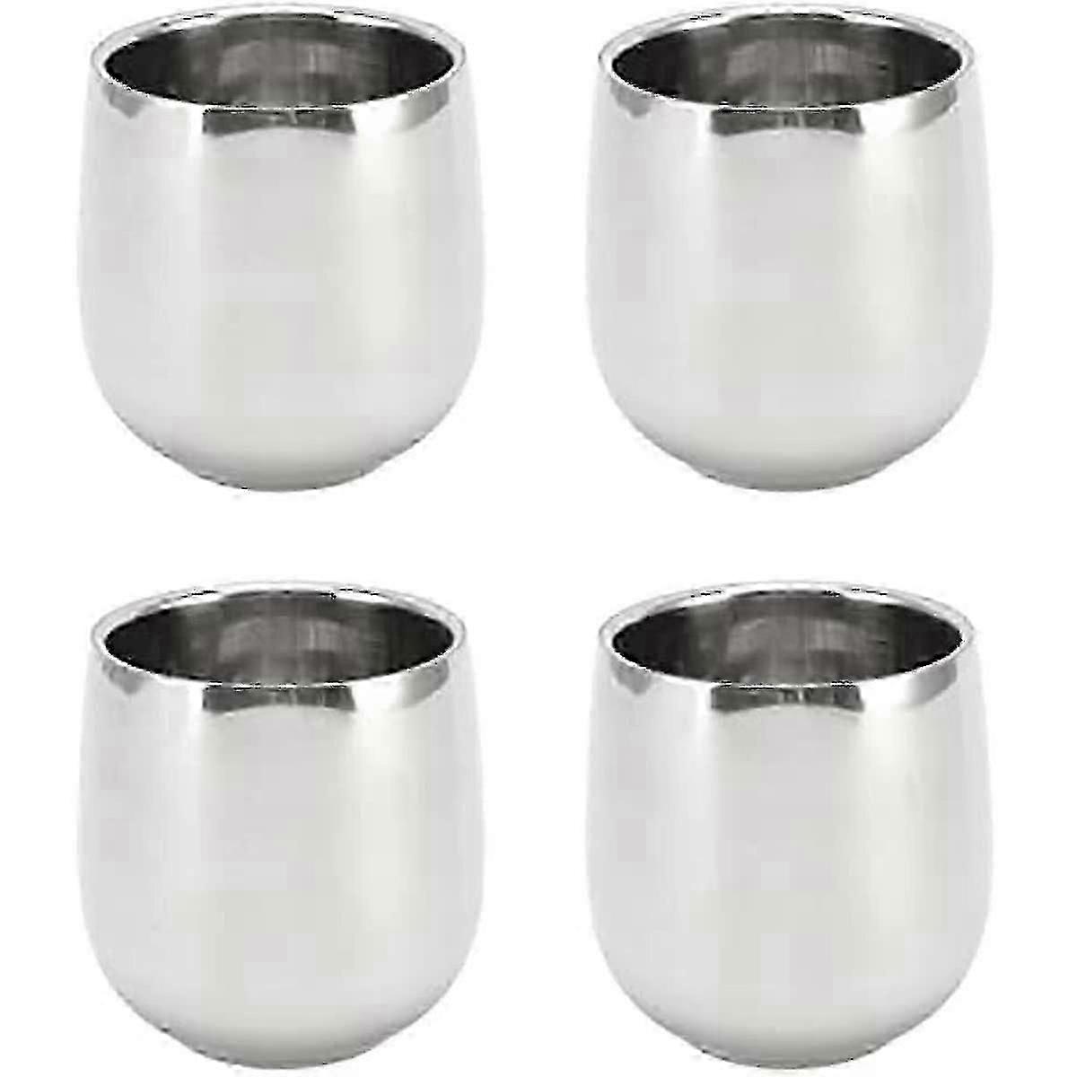 4pcs Stainless Steel Coffee Cups, 200ml Double Wall Insulation Prevent Scalding Curved Mug For Home