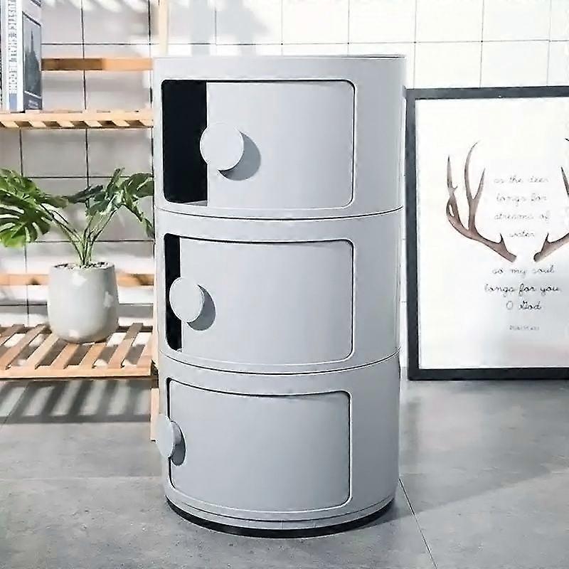 Storage Drawer Unit 3 Drawer Round Storage Unit Grey