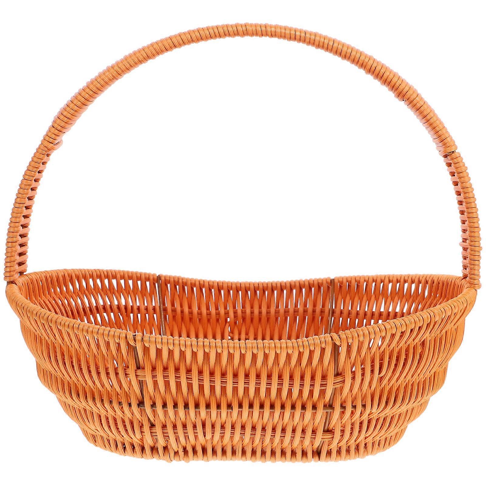 Orange Handwoven PP and Iron Storage Basket with Boatshaped Design for Home Decor 10.5x6.5x5 Inches