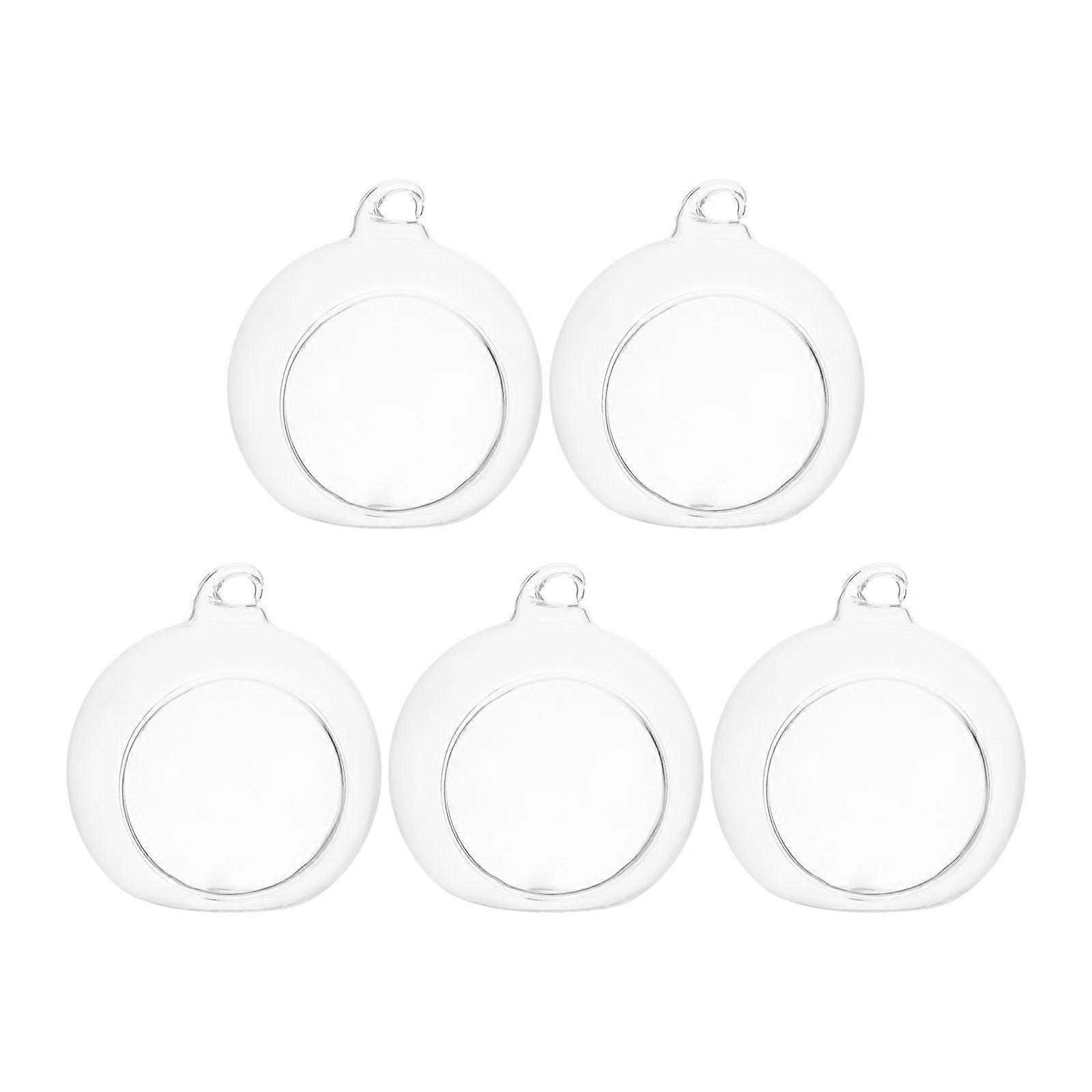 5pcs White Glass Balls for Decoration and Safe High Borosilicate Glass 8cm Flat Bottom