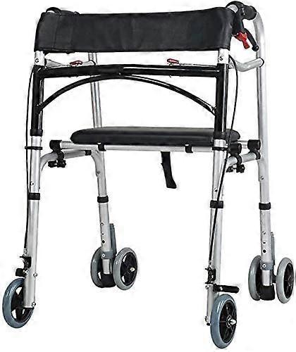Gehhilfen Folding Walker With Dual Brake System, Height Adjustable, 4-Wheel Mobility Aid For Seniors, Walking Comfort