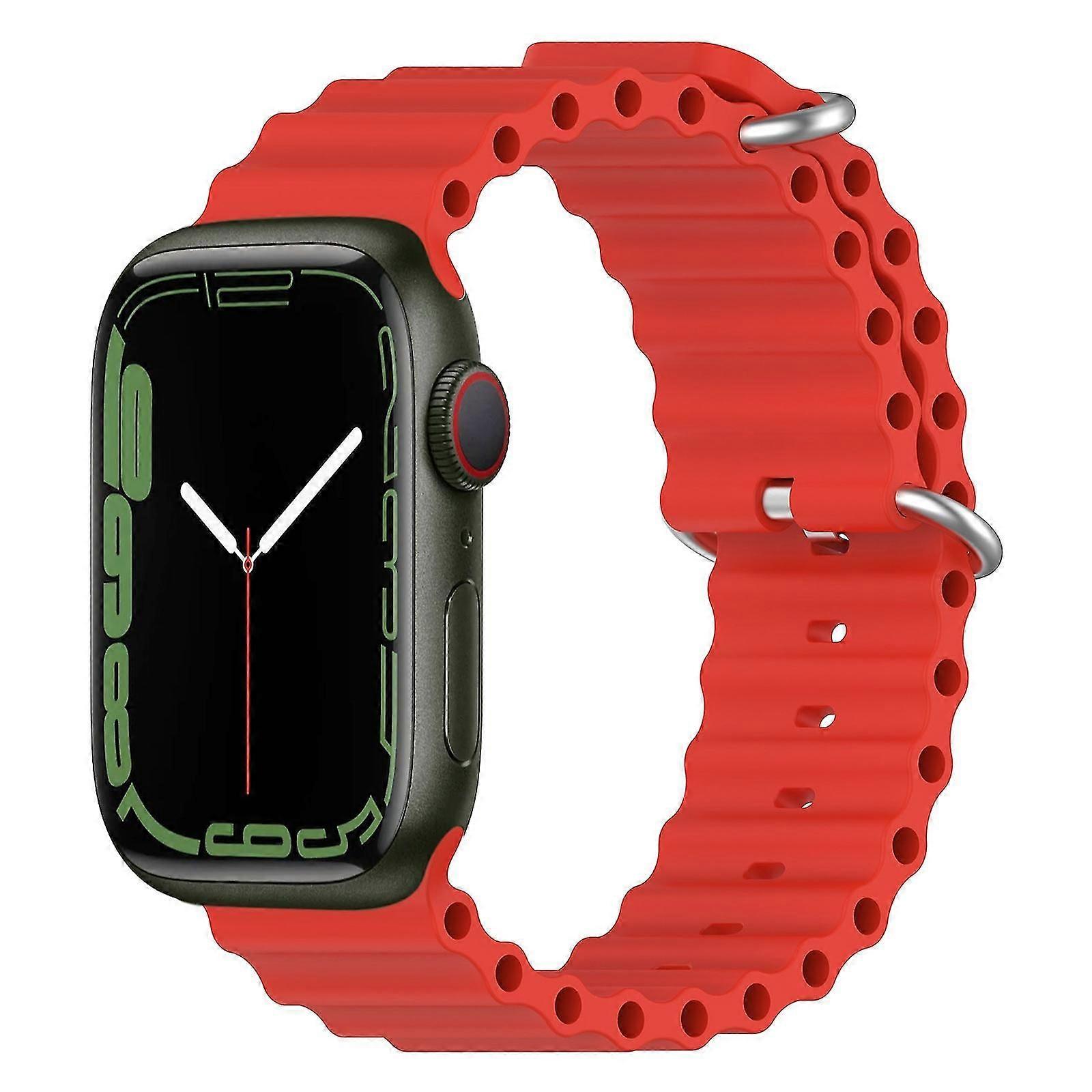 适用于 Apple Watch Series 8&7 41mm/SE 2&6&SE&5&4 40mm/3&2&1 38mm 的海洋硅胶表带