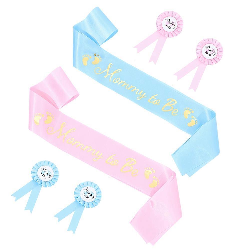 2 مجموعات الأم لتكون وشاح وأبي لتكون دبابيس شارة رائعة لحفلات استقبال المولود الجديد والتقاط الصور مريحة تناسب حزام الملحق