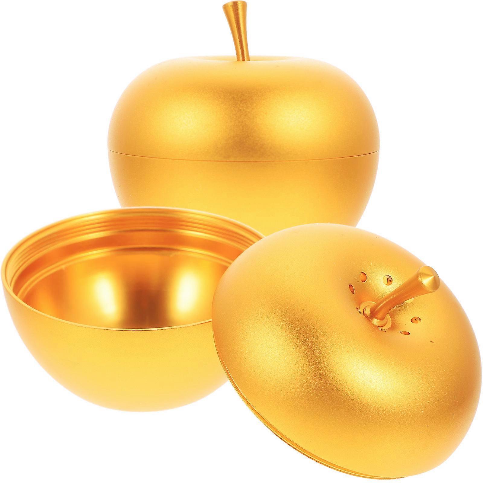 Metal Apple Shaped Candy Boxes 2PCS Aluminum Alloy DIY Wedding Favors, Christmas Party Gift Packaging for Holiday Celebration