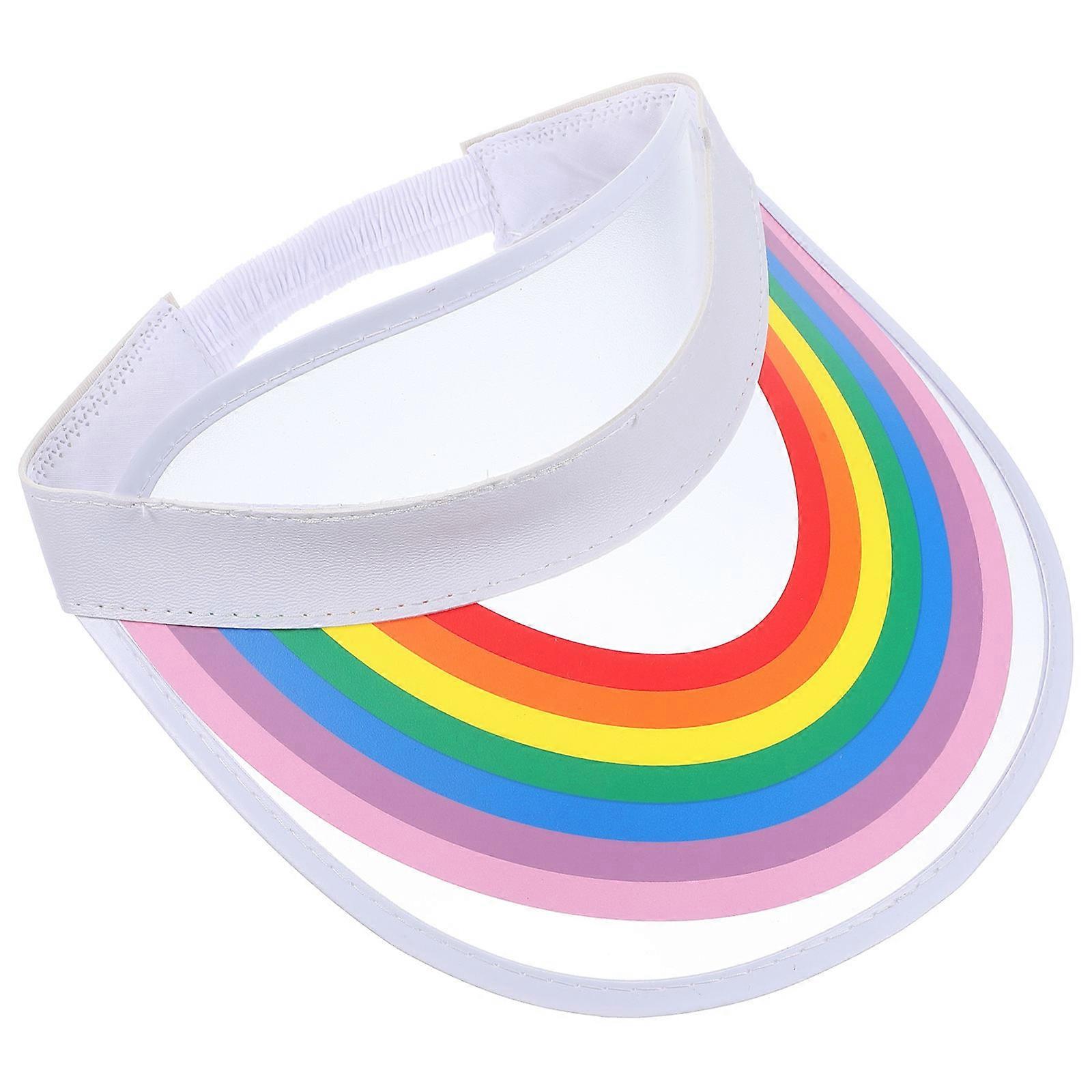 Retro Visor Hat Transparent Candy Color Rainbow Design Pool Park Hiking Sunshade 1 Pcs