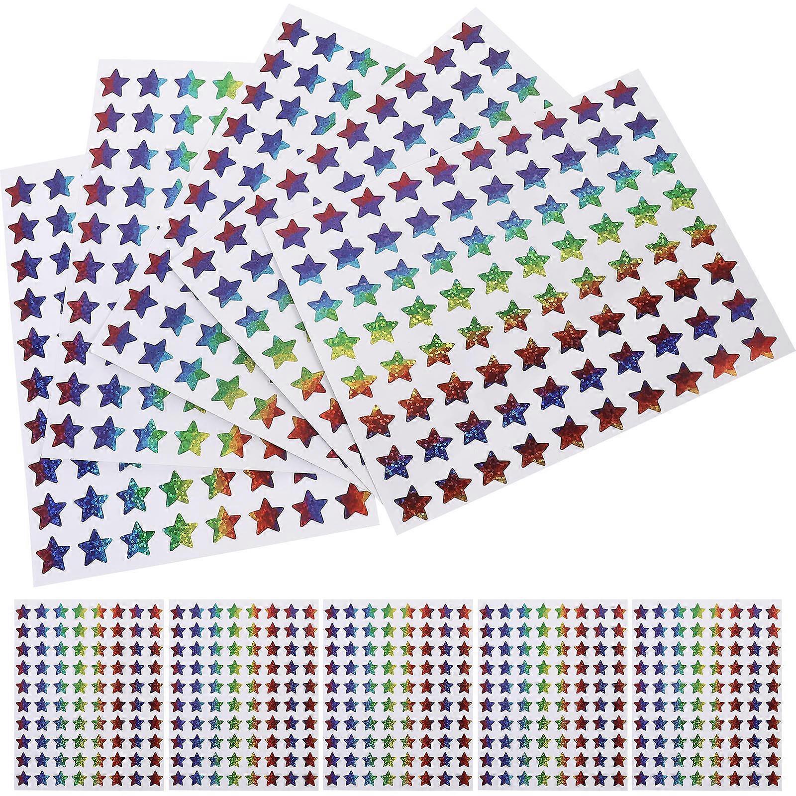 Colorful Star Stickers 18 Sheets Aesthetic Laptop & Scrapbook Decor for DIY Crafts, Journals & Creative Projects with Delicate Star Patterns