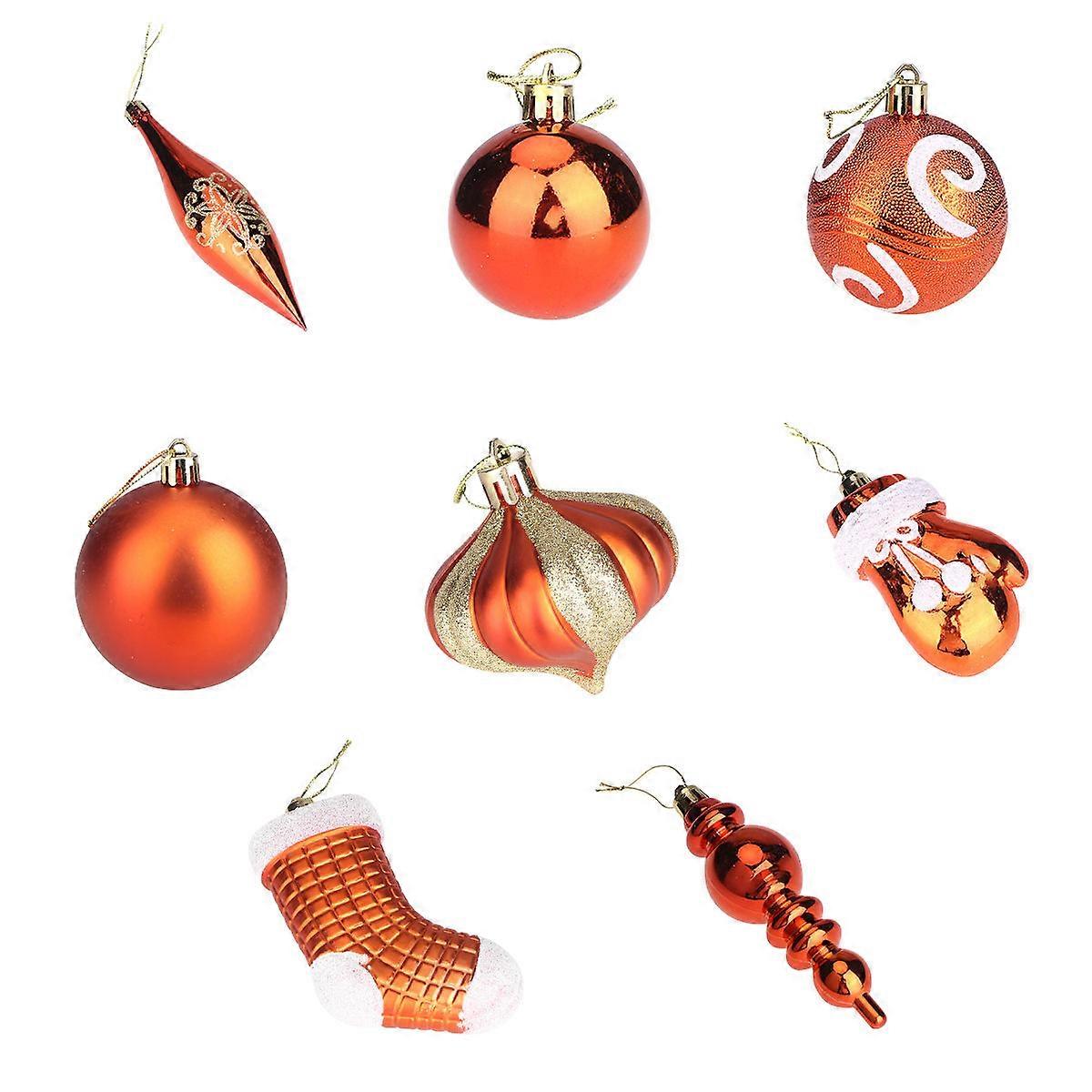 Runda plastprydnader 60st julgran hängande dekor idealisk för fester i orange färg