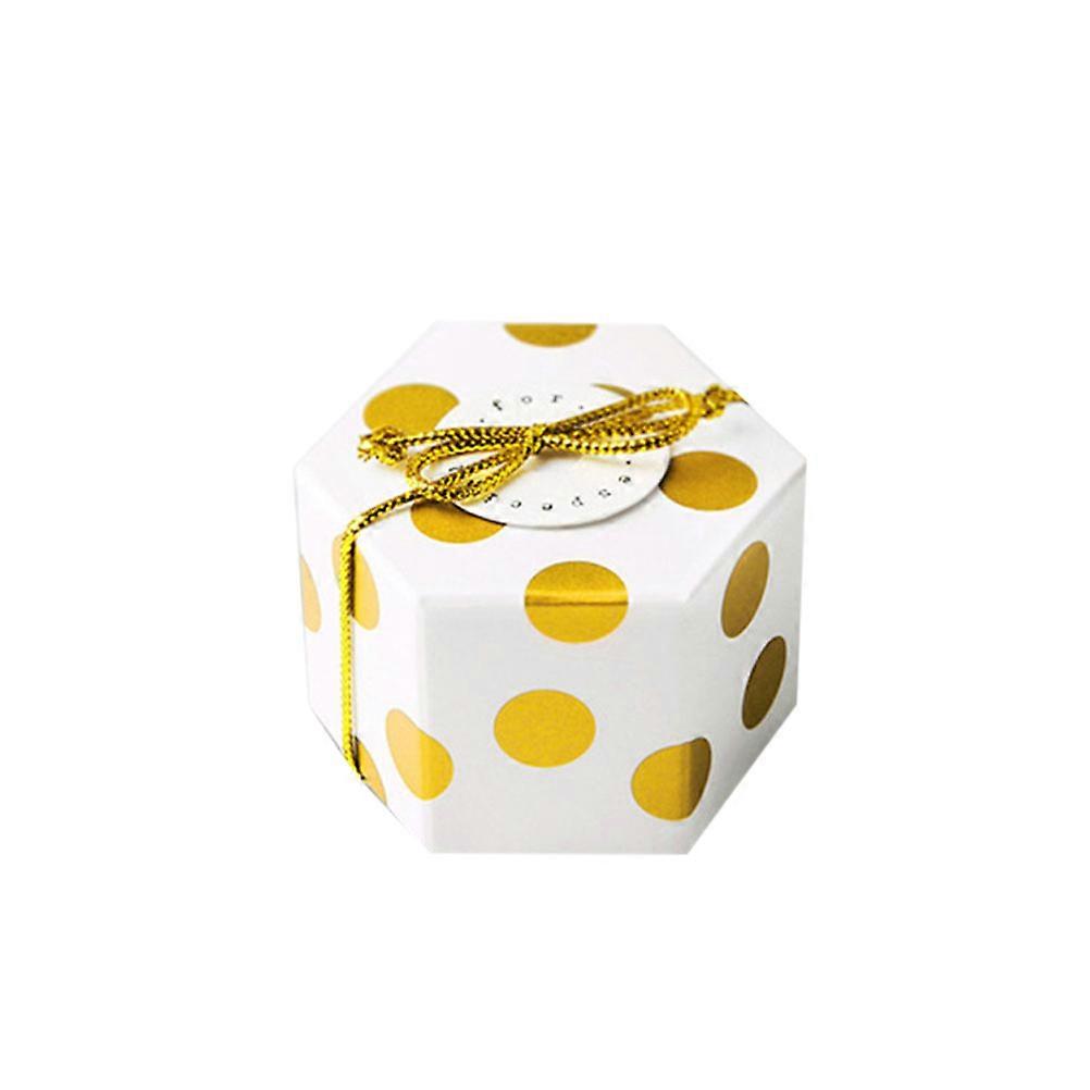 Small Candy Boxes Packaging Hexagon Storage Case For Birthday Celebration Golden 50Pcs
